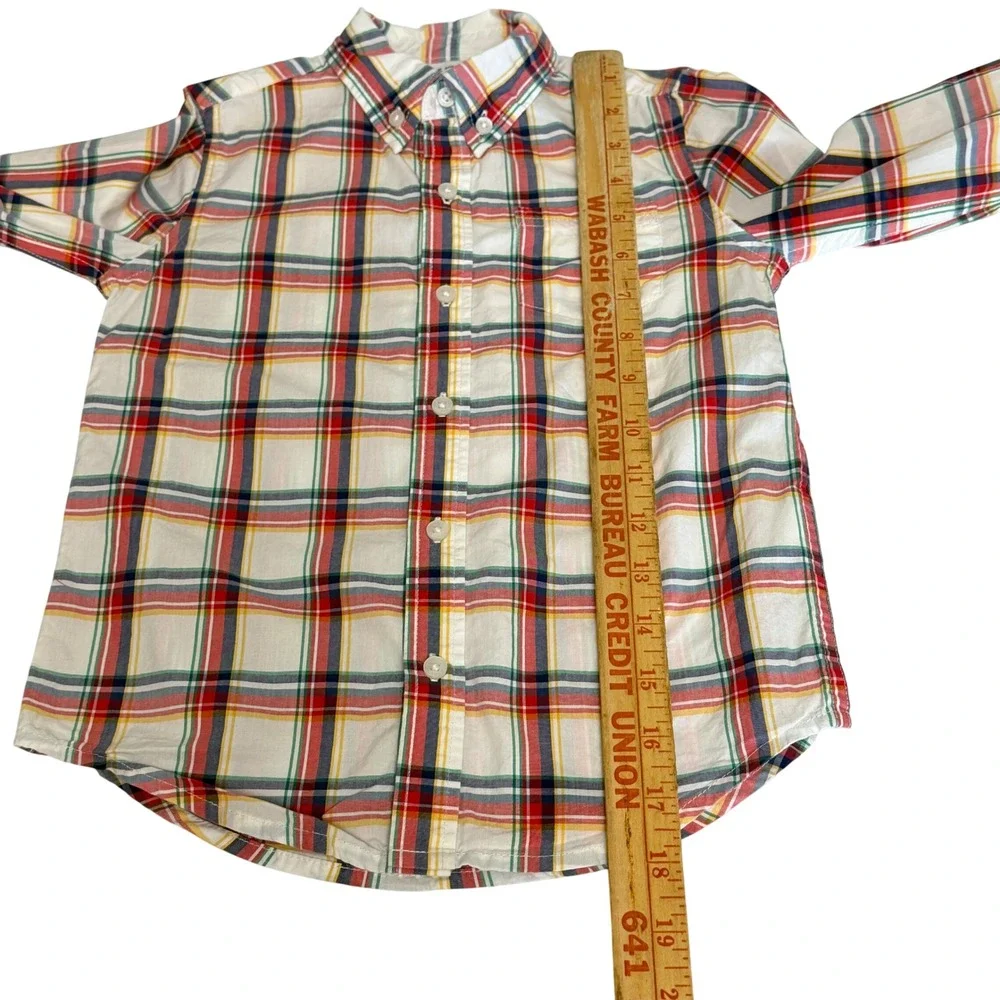 Janie and Jack Boys Size 4 Plaid Button Down Shirt Multicolor Madras Cotton